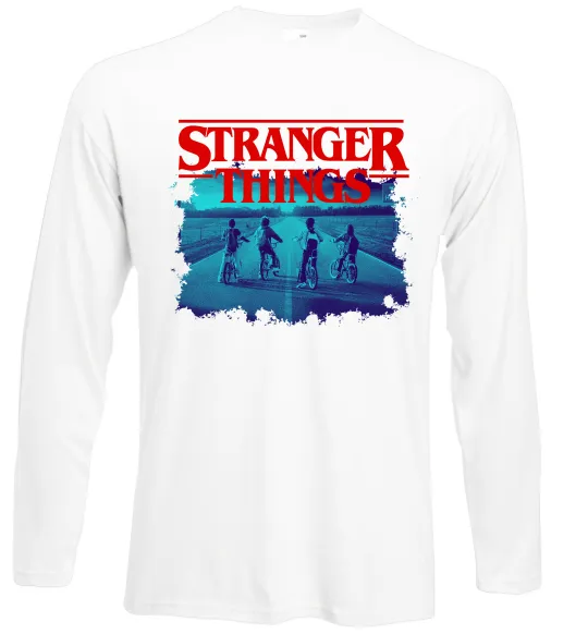 Лонгслив Strangers Thing on bike Белый фото