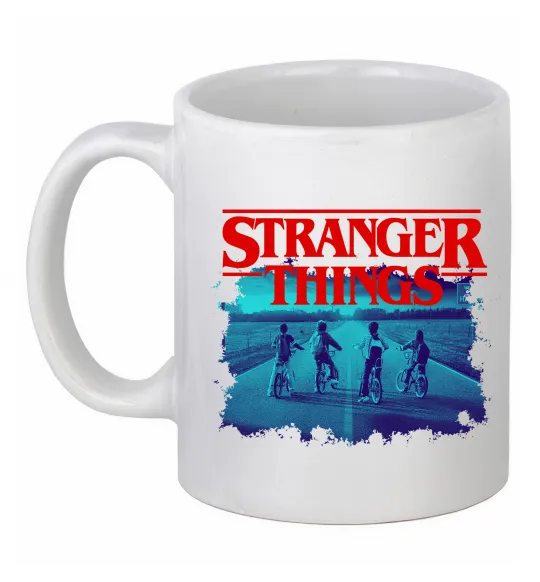 Чашка керамическая Strangers Thing on bike Белый фото