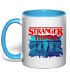 Чашка с цветной ручкой Strangers Thing on bike Голубой Чашка с цветной ручкой Strangers Thing on bike Голубой фото