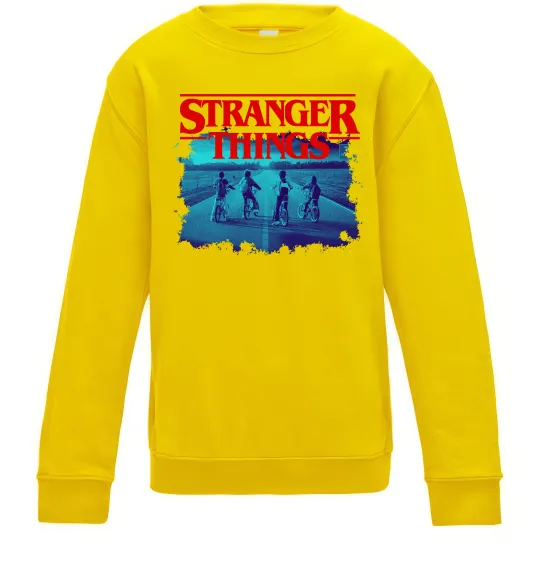 Детский Свитшот Strangers Thing on bike Солнечно желтый фото