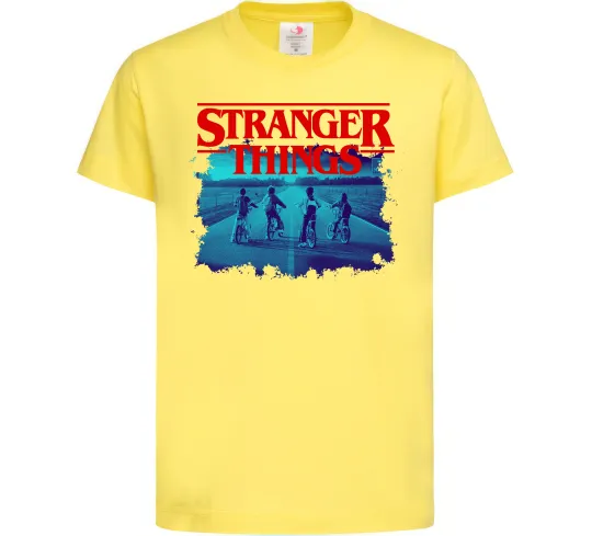 Детская футболка Strangers Thing on bike Лимонный фото