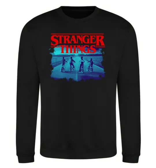 Свитшот Strangers Thing on bike Черный фото