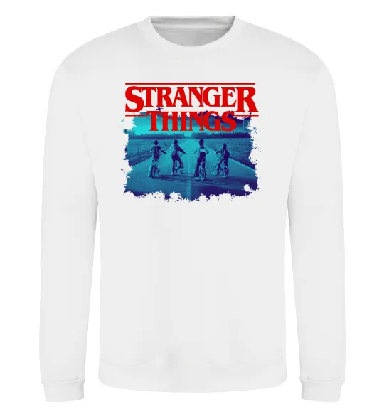 Свитшот Strangers Thing on bike Белый фото