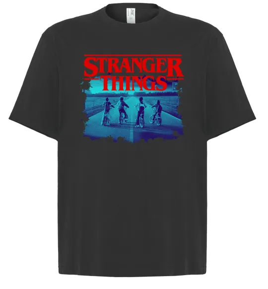 Футболка Оверсайз Strangers Thing on bike Чорний фото