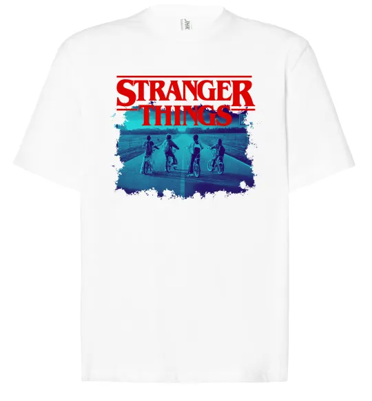 Футболка Оверсайз Strangers Thing on bike Білий фото