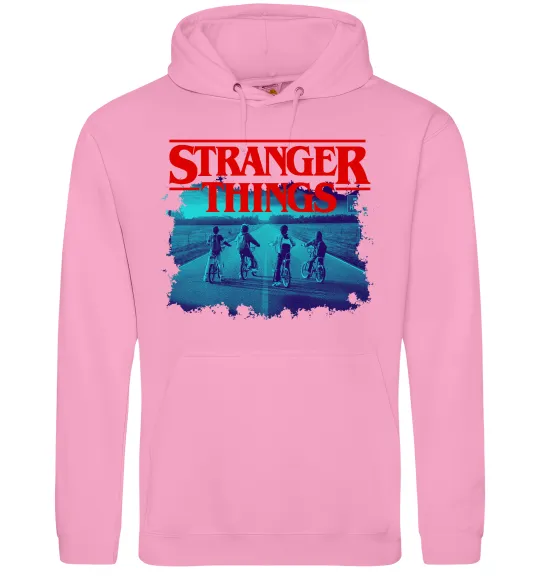 Женская толстовка (худи) Strangers Thing on bike Розовый фото