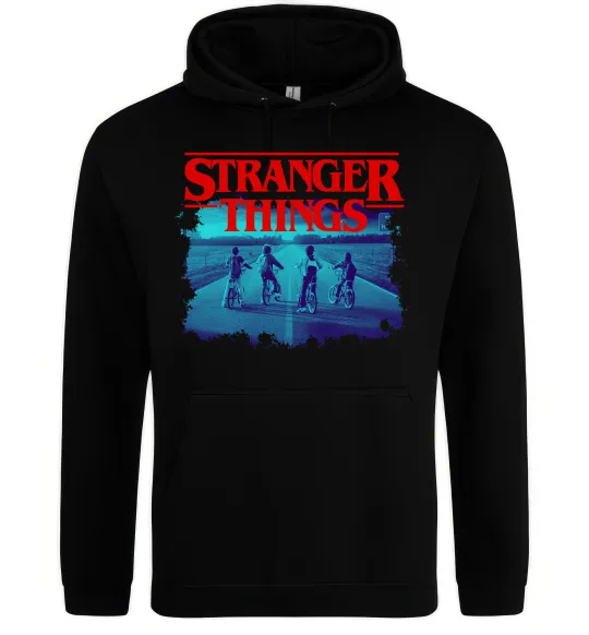 Женская толстовка (худи) Strangers Thing on bike Черный фото