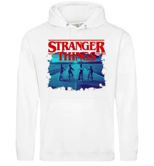 Женская толстовка (худи) Strangers Thing on bike Белый фото