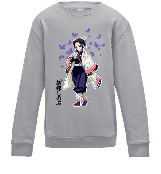 Детский Свитшот Demon Slayer Сінобу Серый меланж фото