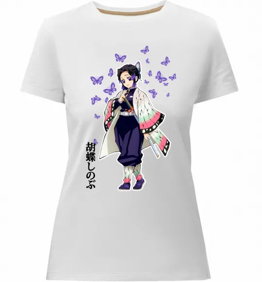 Женская премиум футболка Demon Slayer Сінобу Белый фото