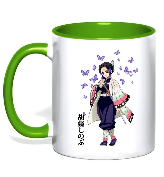 Чашка с цветной ручкой Demon Slayer Сінобу Лаймовый фото