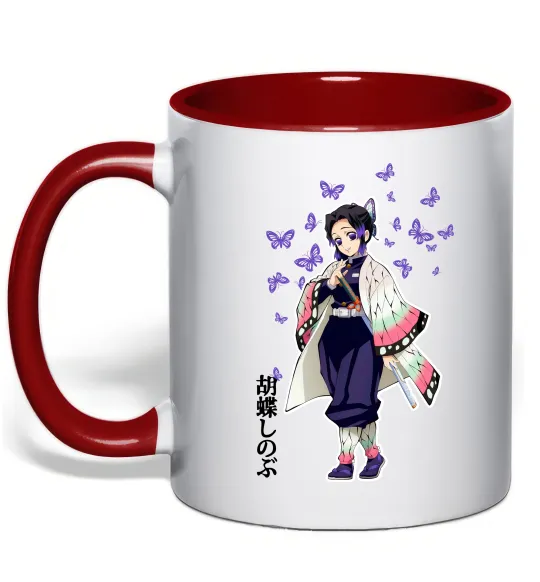 Чашка з кольоровою ручкою Demon Slayer Сінобу Червоний фото