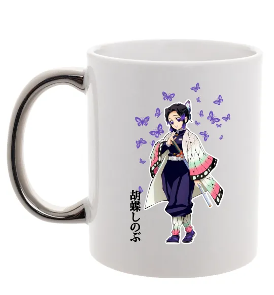 Чашка з кольоровою ручкою Demon Slayer Сінобу Срібло фото