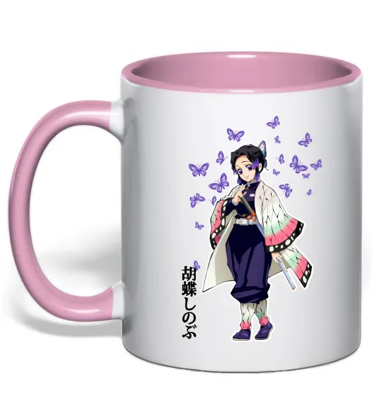 Чашка з кольоровою ручкою Demon Slayer Сінобу Ніжно рожевий фото