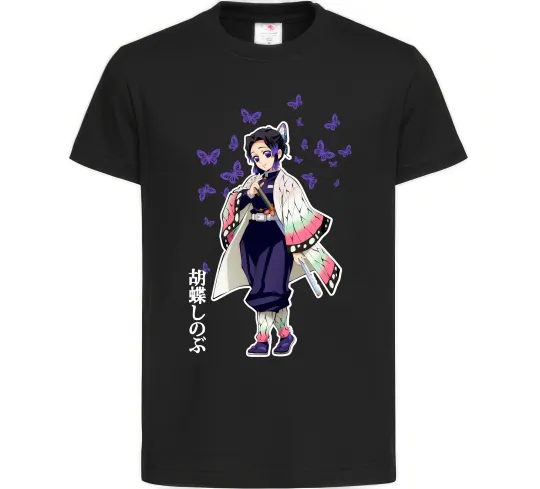 Детская футболка Demon Slayer Сінобу Черный фото