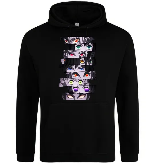 Мужская толстовка (худи) Demon Slayer eyes Черный фото