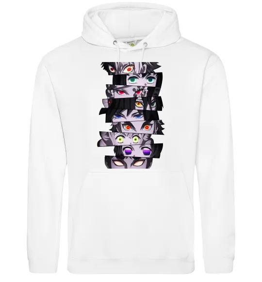 Мужская толстовка (худи) Demon Slayer eyes Белый фото