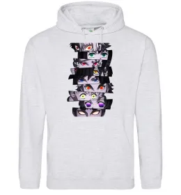 Мужская толстовка (худи) Demon Slayer eyes Серый меланж фото