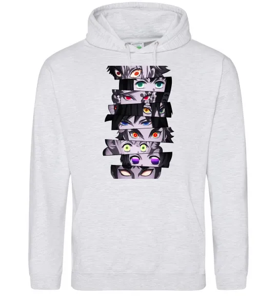 Женская толстовка (худи) Demon Slayer eyes Серый меланж фото