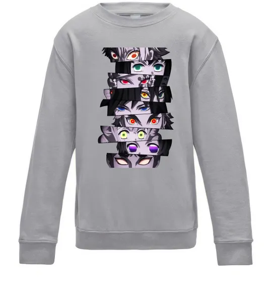 Детский Свитшот Demon Slayer eyes Серый меланж фото