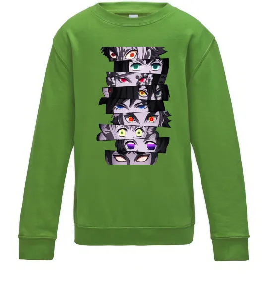 Детский Свитшот Demon Slayer eyes Лаймовый фото