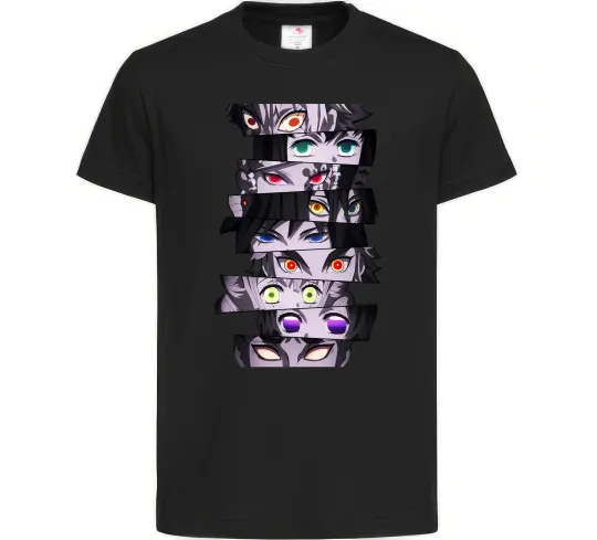 Детская футболка Demon Slayer eyes Черный фото