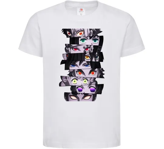 Детская футболка Demon Slayer eyes Белый фото