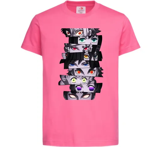 Детская футболка Demon Slayer eyes Ярко-розовый фото