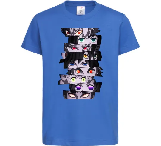 Детская футболка Demon Slayer eyes Ярко-синий фото