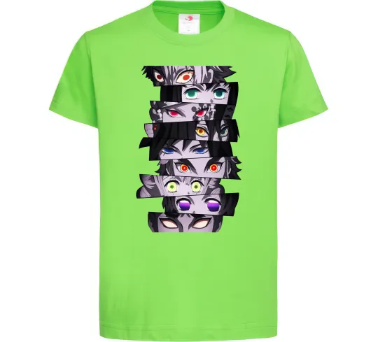 Детская футболка Demon Slayer eyes Лаймовый фото