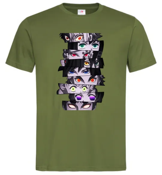 Чоловіча футболка Demon Slayer eyes Оливковий фото