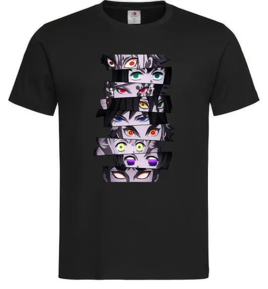 Чоловіча футболка Demon Slayer eyes Чорний фото