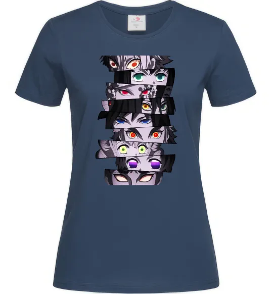 Женская футболка Demon Slayer eyes Темно-синий фото