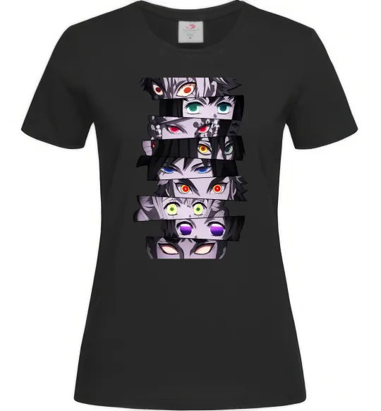 Женская футболка Demon Slayer eyes Черный фото