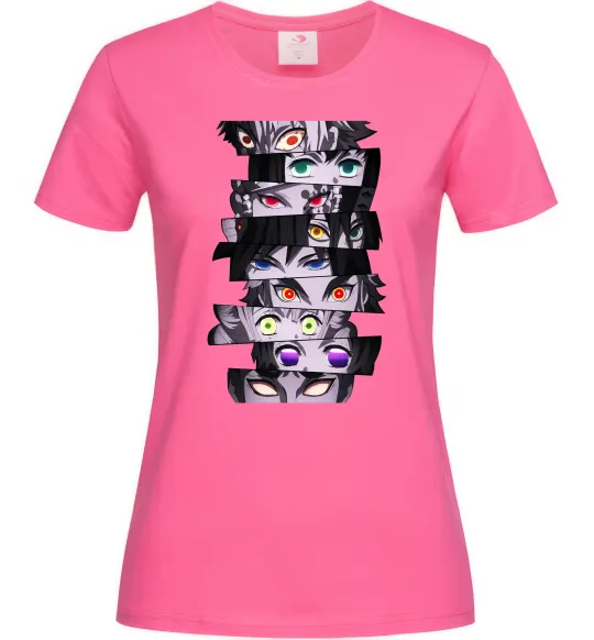 Женская футболка Demon Slayer eyes Ярко-розовый фото