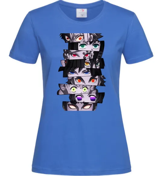Женская футболка Demon Slayer eyes Ярко-синий фото