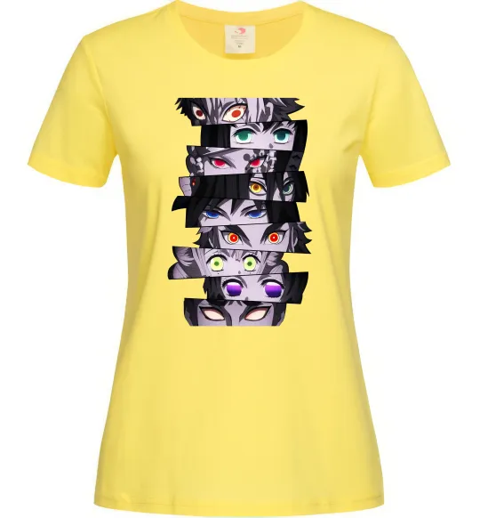Женская футболка Demon Slayer eyes Лимонный фото