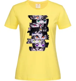 Женская футболка Demon Slayer eyes Лимонный фото