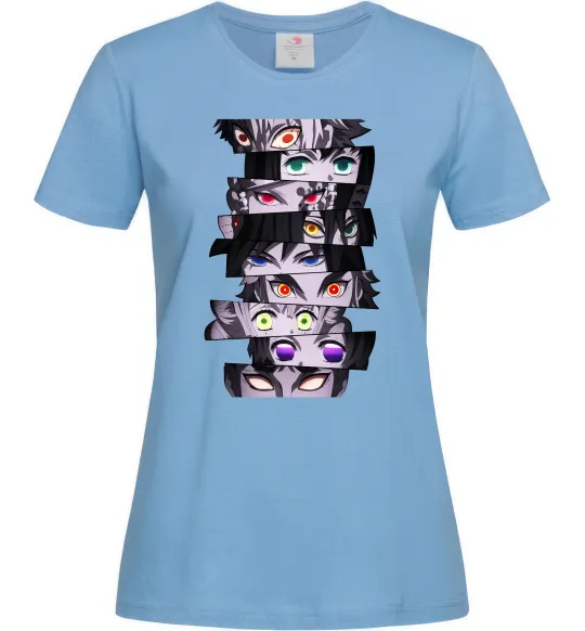 Женская футболка Demon Slayer eyes Голубой фото