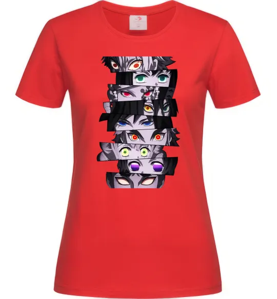 Женская футболка Demon Slayer eyes Красный фото
