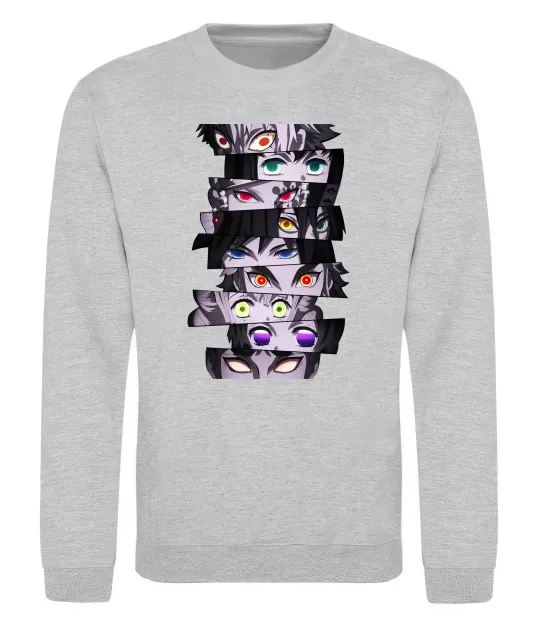 Світшот Demon Slayer eyes Сірий меланж фото