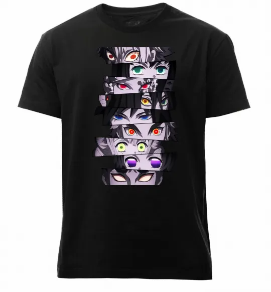 Мужская премиум футболка Demon Slayer eyes Черный фото