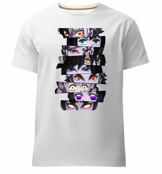 Мужская премиум футболка Demon Slayer eyes Белый фото