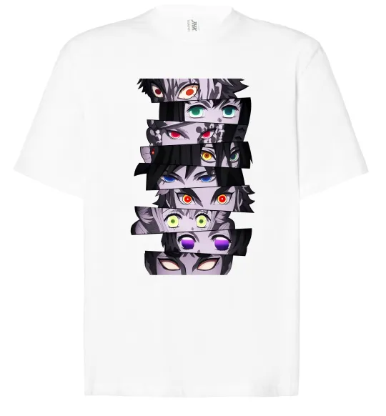 Футболка Оверсайз Demon Slayer eyes Білий фото