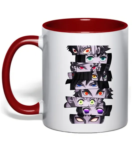Чашка з кольоровою ручкою Demon Slayer eyes Червоний фото