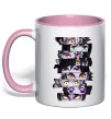 Чашка з кольоровою ручкою Demon Slayer eyes Ніжно рожевий фото