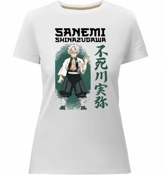Женская премиум футболка Demon Slayer Sanemi Белый фото
