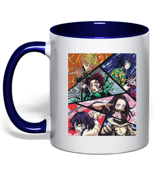Чашка с цветной ручкой Demon Slayer Постер Глубокий темно-синий фото