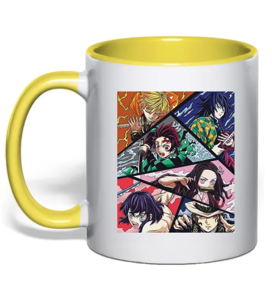 Чашка с цветной ручкой Demon Slayer Постер Лимонный фото