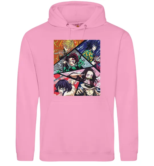 Мужская толстовка (худи) Demon Slayer Постер Розовый фото